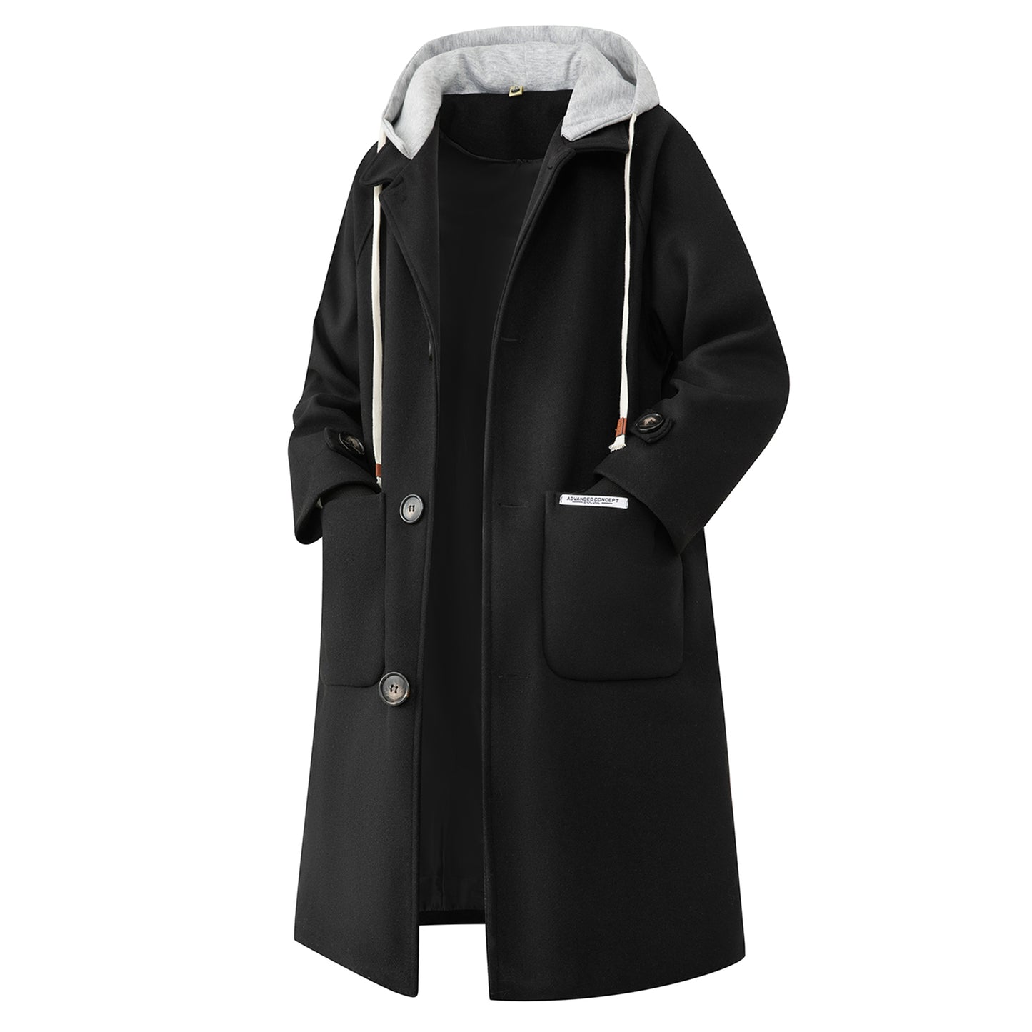 David beacon oddiy retro bo'sh tasodifiy kollej uslubi issiq qalinlashgan o'rta uzunlikdagi trench ko'ylagi ko'cha klassik asosiy ko'p qirrali bir ko'krak qalpoqli soxta ikki qismli tvid palto erkaklar va ayollar bir xil modellar