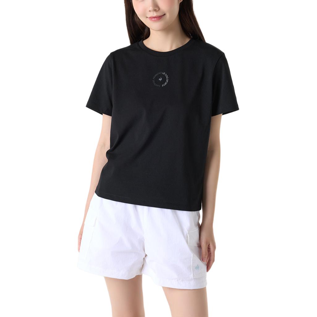 Le coq le coq sportif bosma naqshli dumaloq bo'yinli kalta yengi ayollar futbolkasi