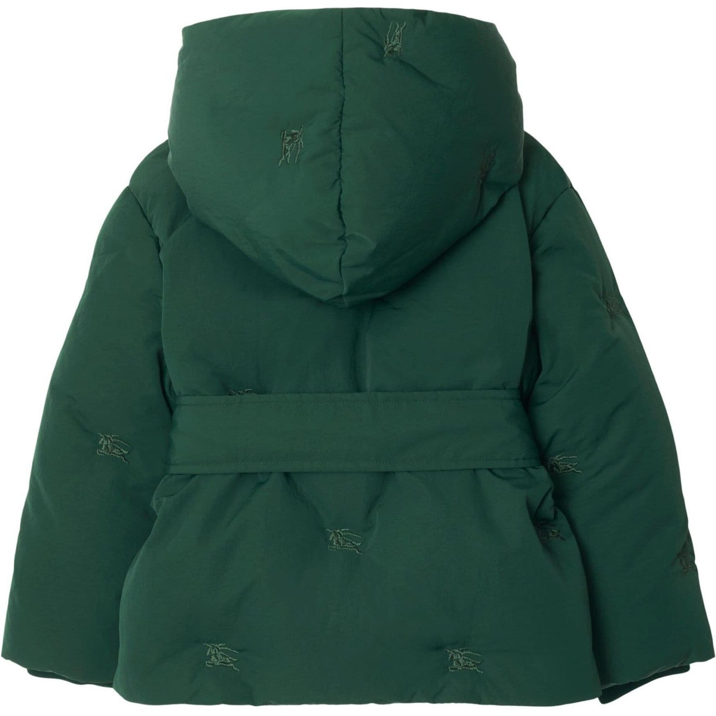 Burberry пуховая куртка fw24 equestrian horseman с капюшоном и вышивкой с длинным рукавом темно-зеленый детские