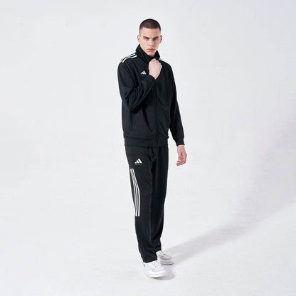 Adidas полосатый логотип логотип стоячий воротник с длинным рукавом куртка пальто средняя талия эластичные брюки повседневная толстовка унисекс черный - Boxette Shop