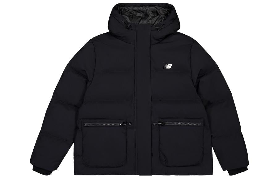 New Balance To'q rangli Kundalik issiq fermuarli qalpoqli uzun yengli past kurtka Ayollar qora