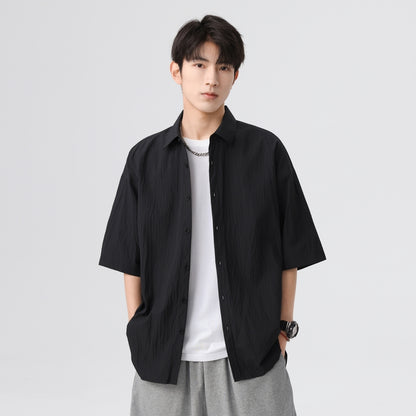 Igoi Amerika tekis rangli oddiy asosiy modellar bo'shashgan yagona ko'krakli teksturali yelkada erkin his qiluvchi oddiy yuzta tekis kalta yengli ko'ylaklar bir xil modeldagi erkaklar va ayollar