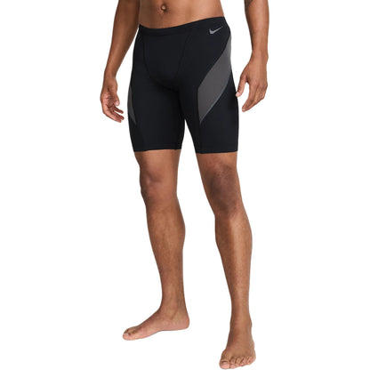 Nike colour block logo mid-rise 3/4 swim trunks мужские черные