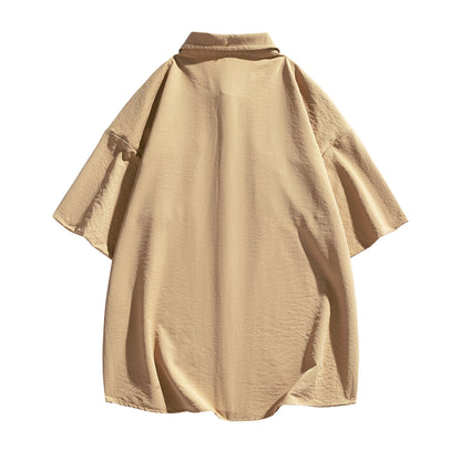 Igoi Amerika yuqori ko'chada qulay moda ish kiyimi nozik kesilgan tasodifiy ko'p qirrali tekis rangli oddiy bo'sh lapel qisqa yengli ko'ylaklar erkaklar va ayollar bir xil