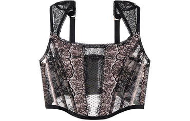 Victoria's secret victoria's secret flower lace ultra thin herringbone shapewear women's black - Boxette Shop