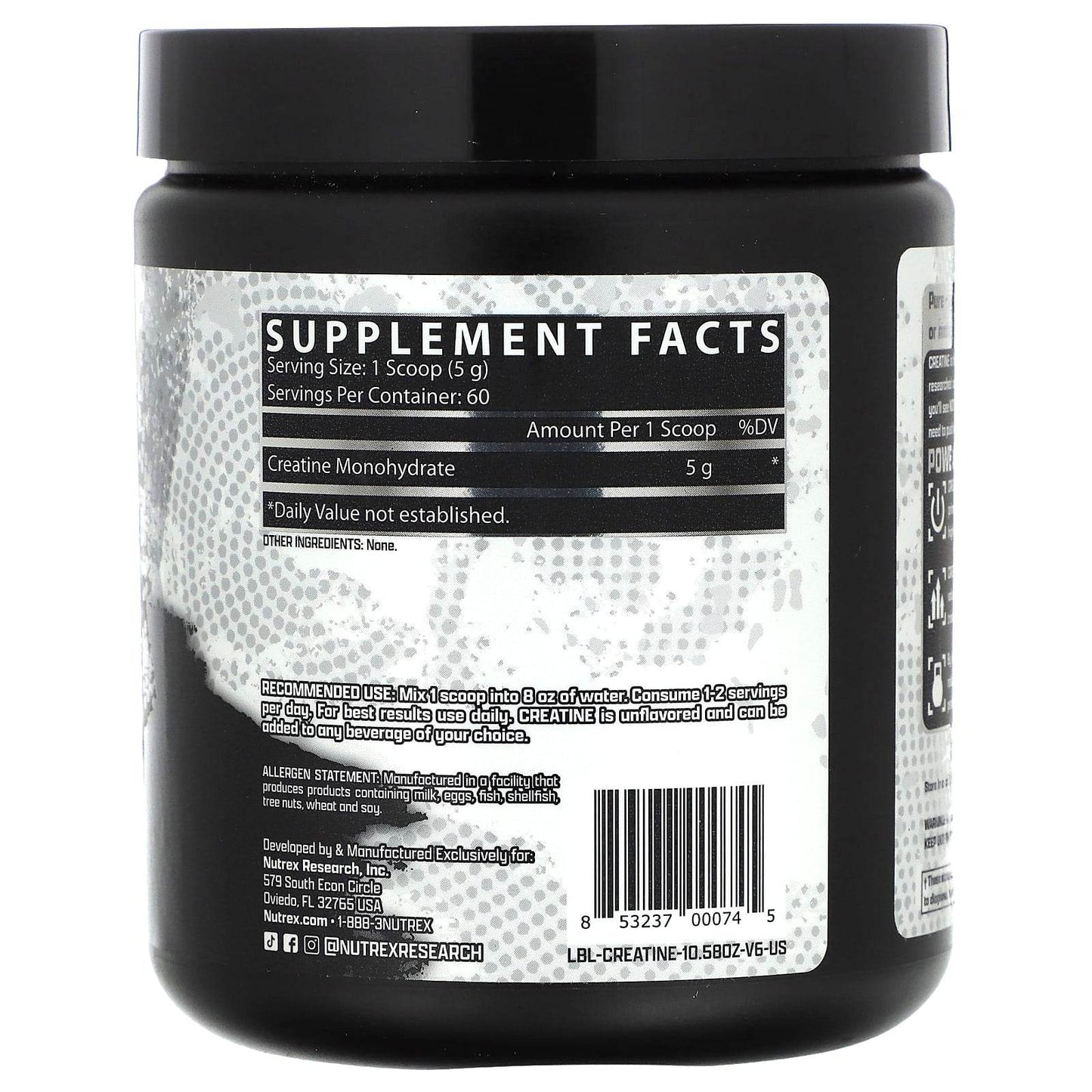 Спортивное питание Nutrex Research, моногидрат креатина, без вкусовых добавок, 300 г - Boxette Shop