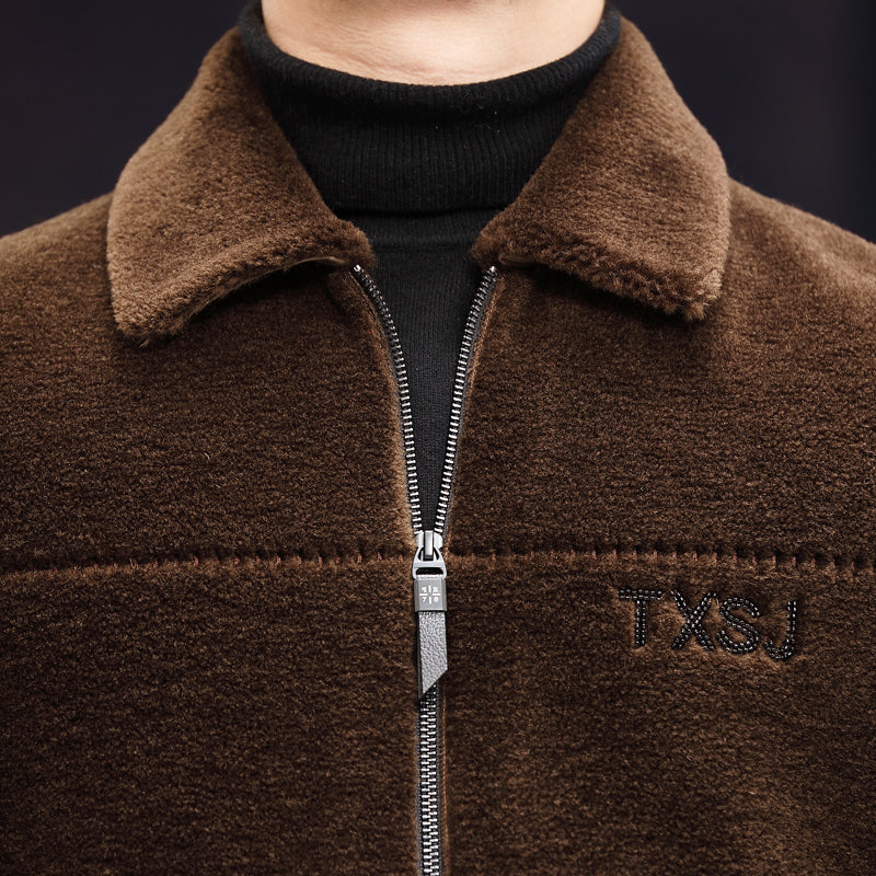 Kaiser kaiser Koreya modasi sof jun lapel fermuar bo'limi qo'y terisi mo'ynali baxmal paltosi bir xil modeldagi erkaklar va ayollar