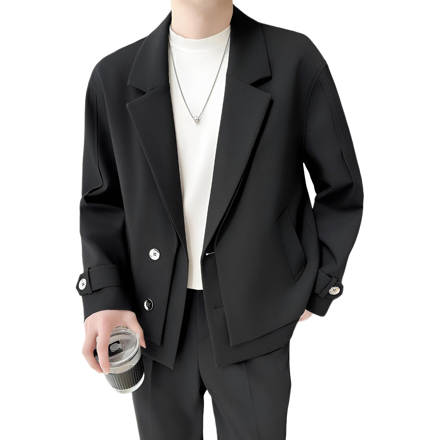 Hvga Koreyaning yuqori darajadagi dizayndagi engil etuk shamol gangsteri chiroyli to'lqinli tasodifiy eng nozik kalta kostyum erkaklar va ayollar bir xil modellar