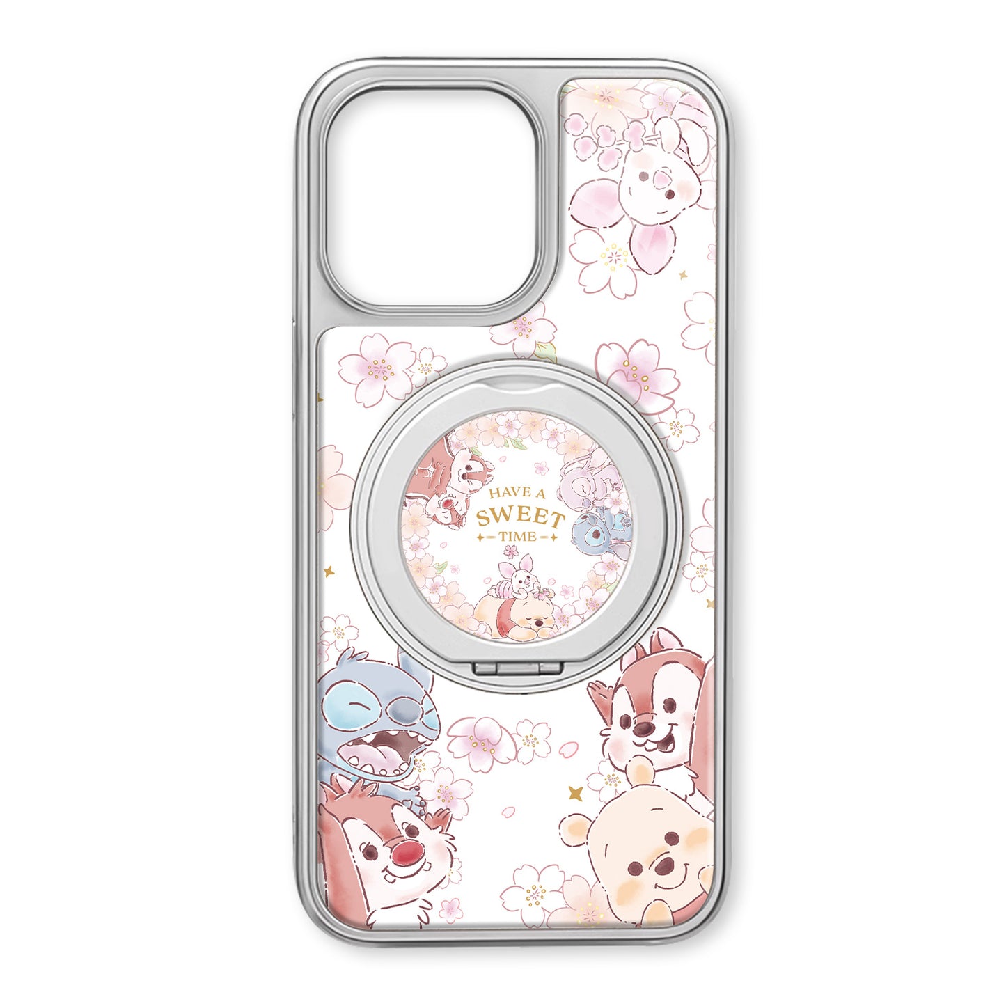 Disney ABS+PC materiali Yoqimli bosma seriyali Premium uglerod tolali naqshli 360° aylanadigan stendli sumka Apple/Apple 16promax/15/14pro/max/iphone13/12/11 uchun telefon sumkasi