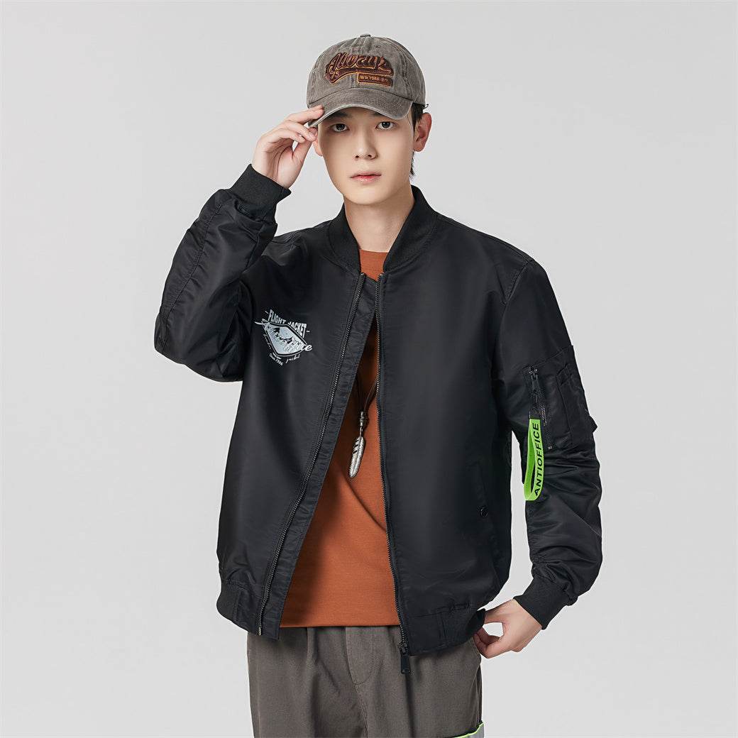 Антиофис гонконг стиль куртка с свободными широкими ногами джинсы повседневная работа поездка костюм городской новый молодежный простой и удобный с хорошим набором одежды осень и зима мужские модели - Boxette Shop