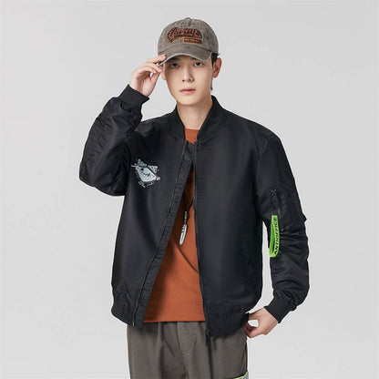 Антиофис гонконг стиль куртка с свободными широкими ногами джинсы повседневная работа поездка костюм городской новый молодежный простой и удобный с хорошим набором одежды осень и зима мужские модели - Boxette Shop