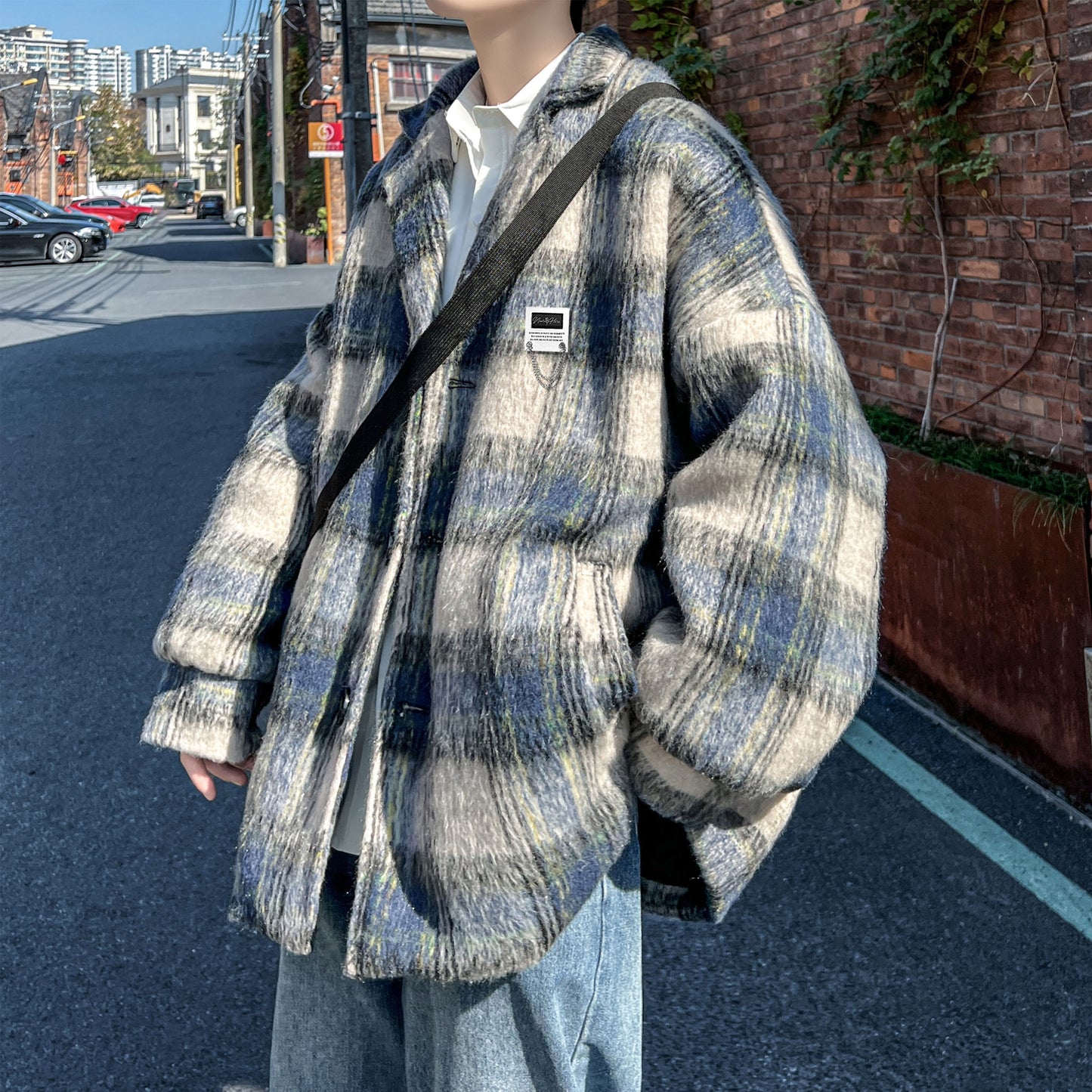 Tvid plashli koreys kurtkasi bu yerga yaqin Amerika retro yuqori ko'cha trendi bo'shashmasdan qulay uchuvchi murabbiyi bir ko'krakli katta qalinlashgan uzun yengli kurtka yuqori tasodifiy sayohat dangasa shamol ochiq sport oddiy ko'p qirrali palto m