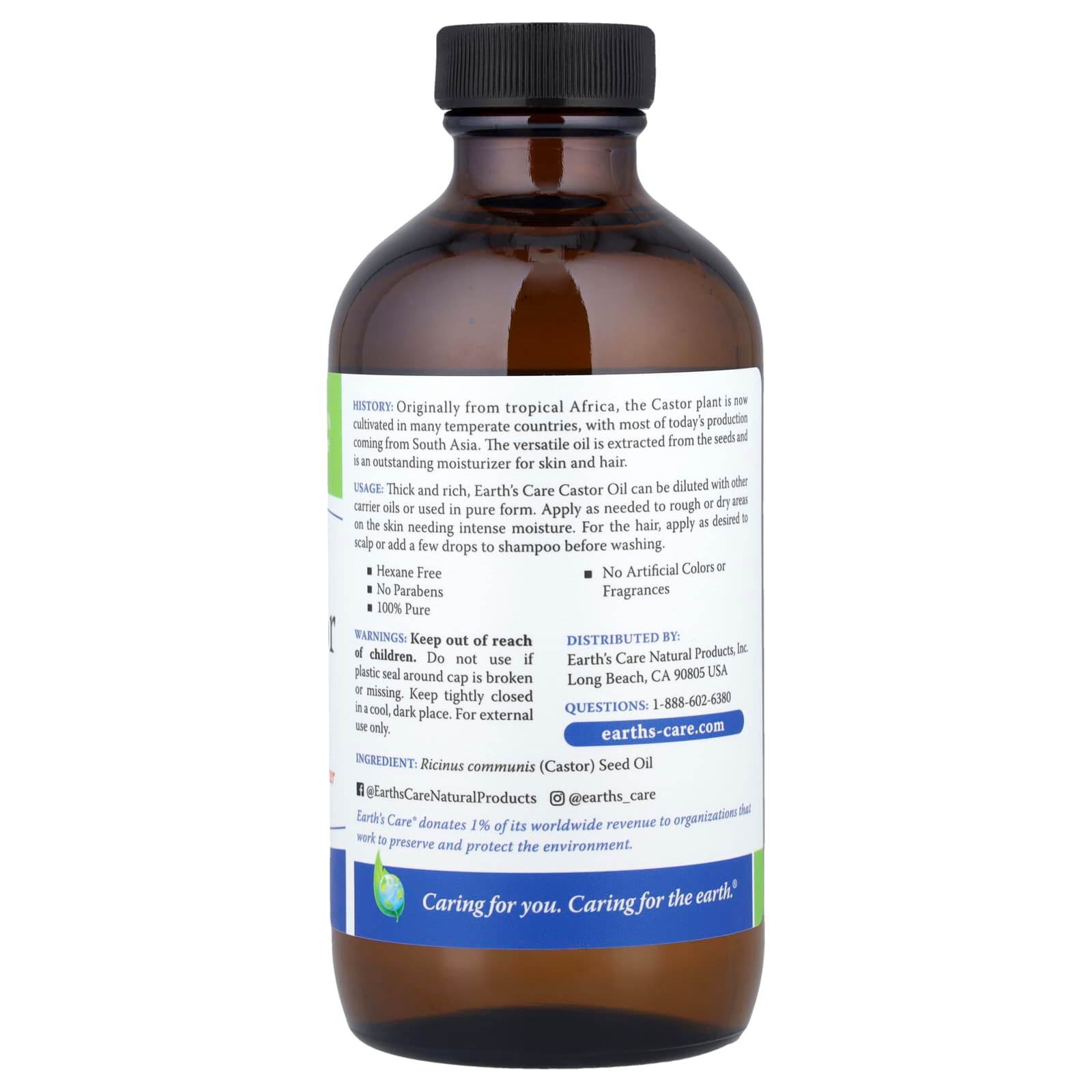 Масло для волос Earth's Care Castor oil, 236 мл - Boxette Shop