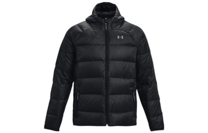 Under armour storm andromeda сплошной цвет athleisure капюшон теплый пуховик куртка мужская черный