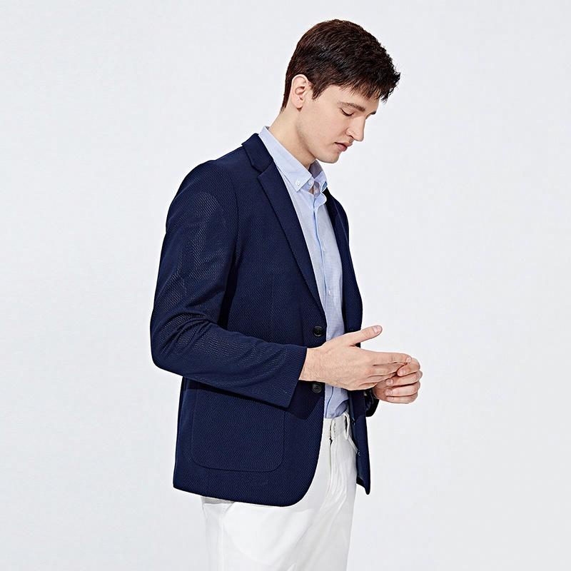 Navigare italyancha kichik yelkanli qayiq boshqaruvchi uslubdagi oddiy retro katta qulaylik hissi ko'p qirrali rasmiy kurtka biznes tasodifiy oqlangan nozik trikotaj kostyum erkaklar uchun to'q ko'k