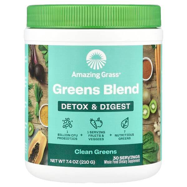 Пищевая добавка Amazing Grass, для детоксикации и пищеварения, 210 г - Boxette Shop