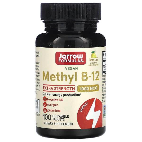 БАД Jarrow Formulas, метил B12, лимон, 1000 мкг, 100 жевательных пастилок - Boxette Shop