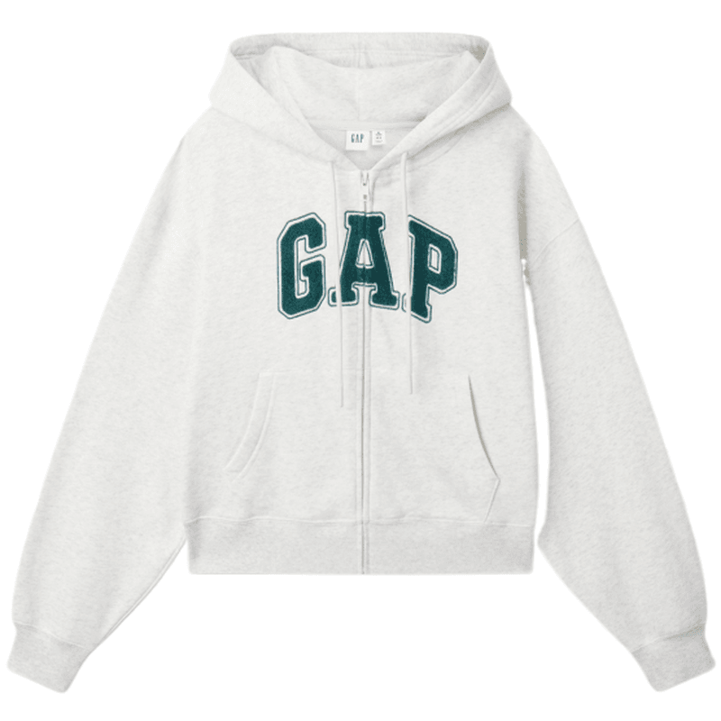 Gap casual zip simple solid colour drop shoulder padded hooded long sleeve sweatshirt women's - Boxette Shop