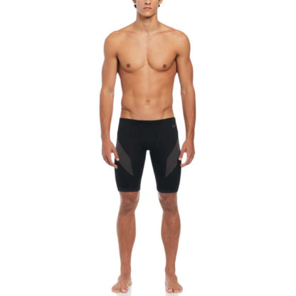 Nike colour block logo mid-rise 3/4 swim trunks мужские черные