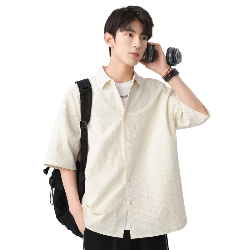 Igoi Amerika tekis rangli oddiy asosiy modellar bo'shashgan yagona ko'krakli teksturali yelkada erkin his qiluvchi oddiy yuzta tekis kalta yengli ko'ylaklar bir xil modeldagi erkaklar va ayollar