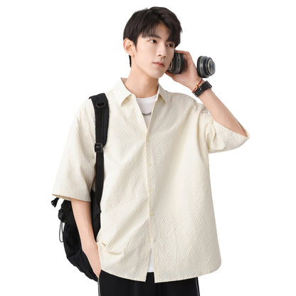 Igoi Amerika tekis rangli oddiy asosiy modellar bo'shashgan yagona ko'krakli teksturali yelkada erkin his qiluvchi oddiy yuzta tekis kalta yengli ko'ylaklar bir xil modeldagi erkaklar va ayollar