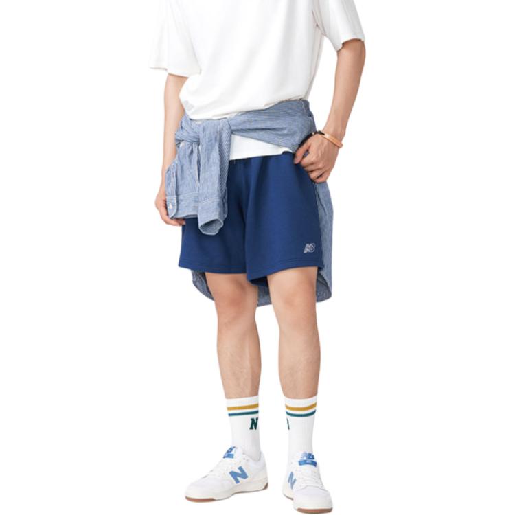 New Balans nb sport life bir rangli kichik logotipli to'rli trikotaj sport shortilari erkaklar ko'k