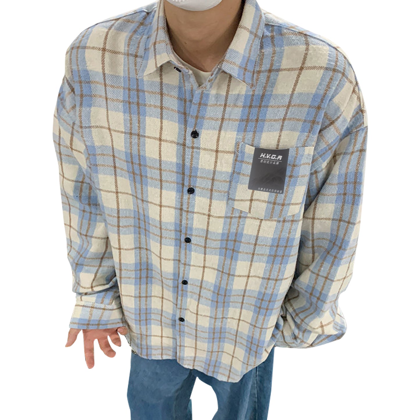 Hvga vintage plaid miu bo'limi yuqori intellektual ma'noda dangasa bo'shashmasdan uzun yengli plaid hit rangli dizayn ma'nosi shaxsiyat ijodiy moda aseksual katta ma'noda vintage oddiy qulay lapel ko'ylak erkaklar va ayollar teng