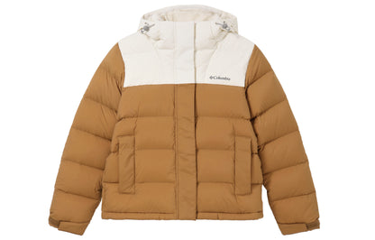 Columbia columbia urban outdoor collection colour block patchwork outdoor 700 puff warm hood breaded down jacket women's brown