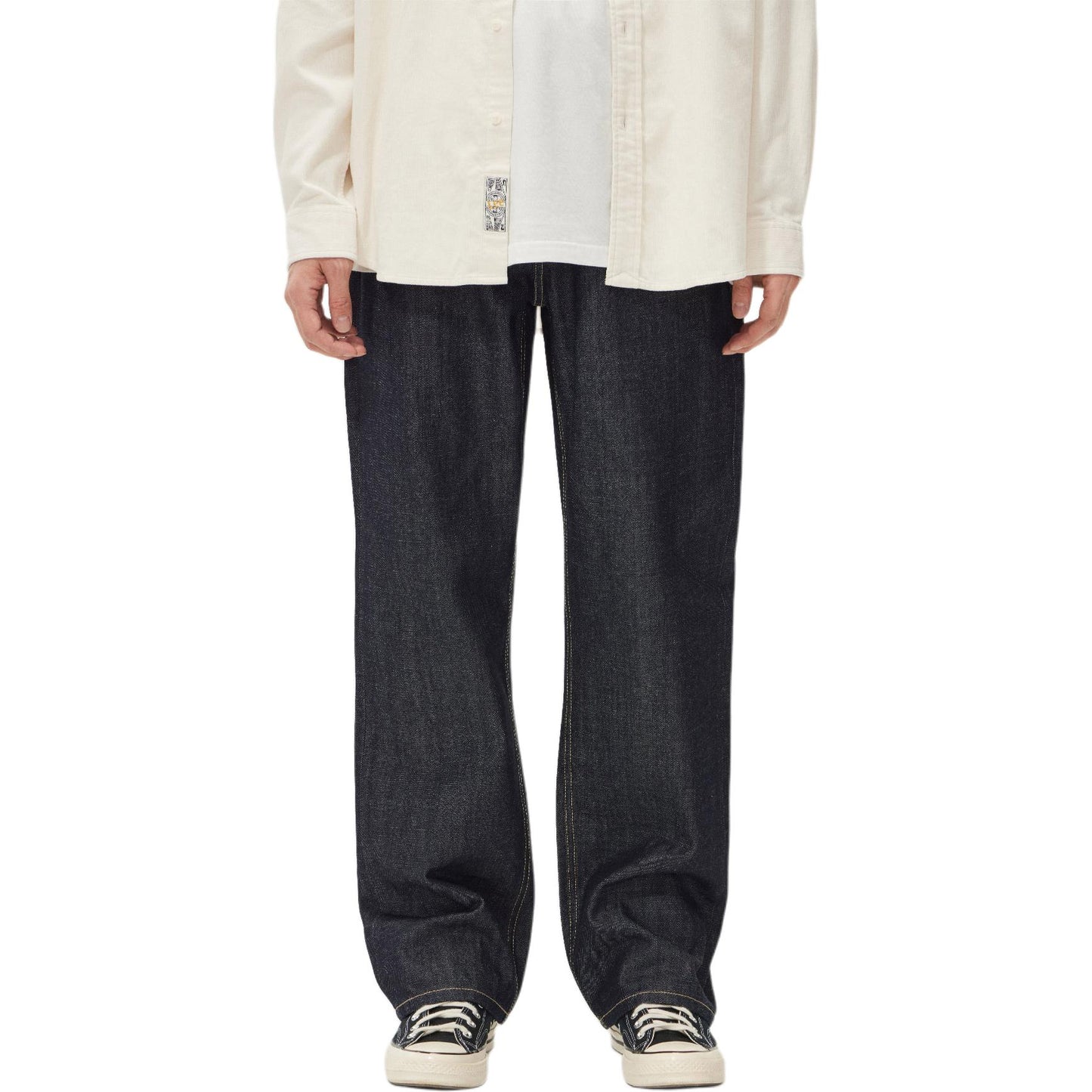 Li past bo'yli fermuarli erkin erkin erkaklar indigo shimlari