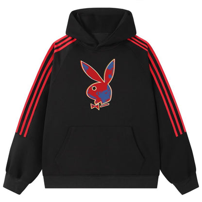 Playboy uchta chiziqli rang to'qnashuvi bosma moda erkin kozok erkaklar va ayollar bir xil element