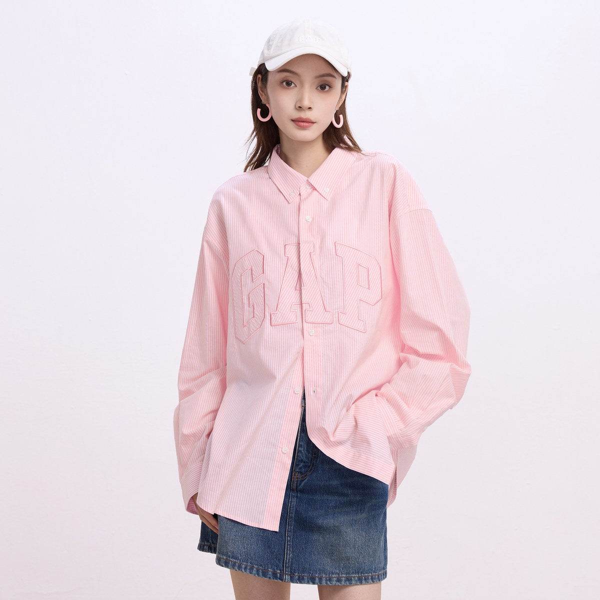 Рубашка Gap Long Sleeve Logo Stripe Shirt - Boxette Shop