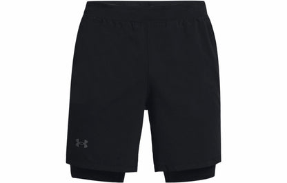 Under armour легкие облегающие тканые тренировочные шорты 2-в-1 athletic shorts men's black