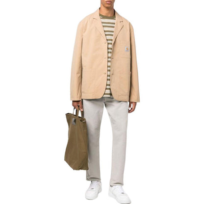 Carhartt wip ss22 patchli tugmali blazer erkaklar xaki