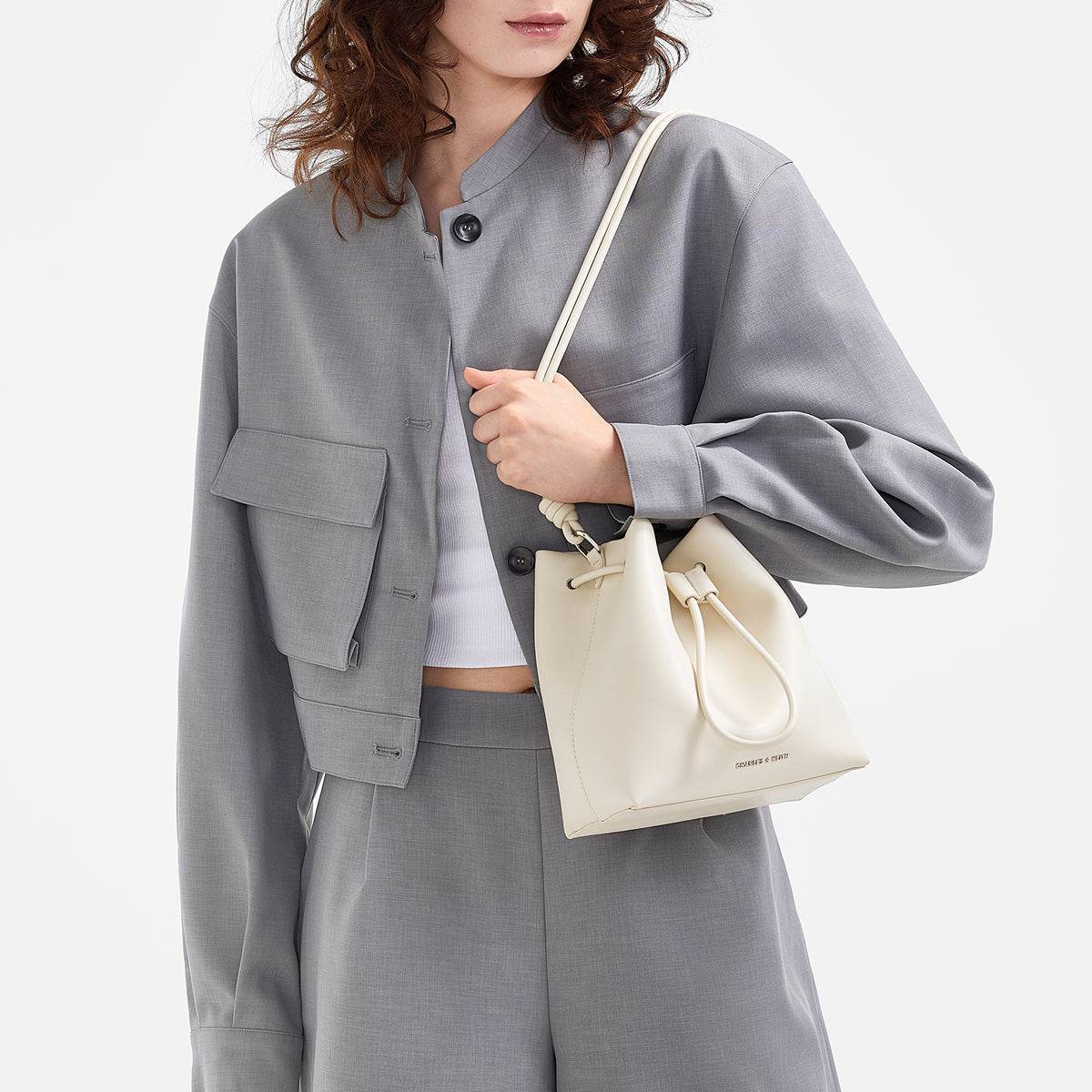 Сумка женская Charles&Keith Simple Drawstring Soft Bucket - Boxette Shop