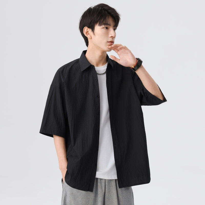 Igoi Amerika tekis rangli oddiy asosiy modellar bo'shashgan yagona ko'krakli teksturali yelkada erkin his qiluvchi oddiy yuzta tekis kalta yengli ko'ylaklar bir xil modeldagi erkaklar va ayollar