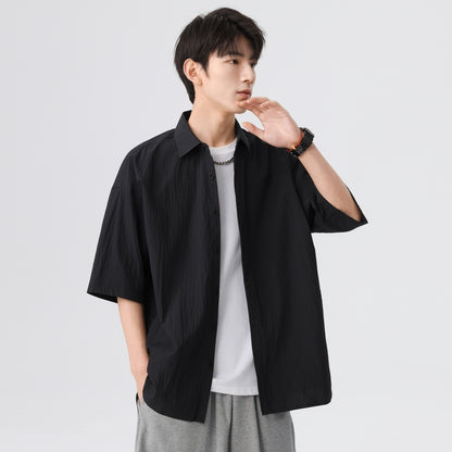 Igoi Amerika tekis rangli oddiy asosiy modellar bo'shashgan yagona ko'krakli teksturali yelkada erkin his qiluvchi oddiy yuzta tekis kalta yengli ko'ylaklar bir xil modeldagi erkaklar va ayollar