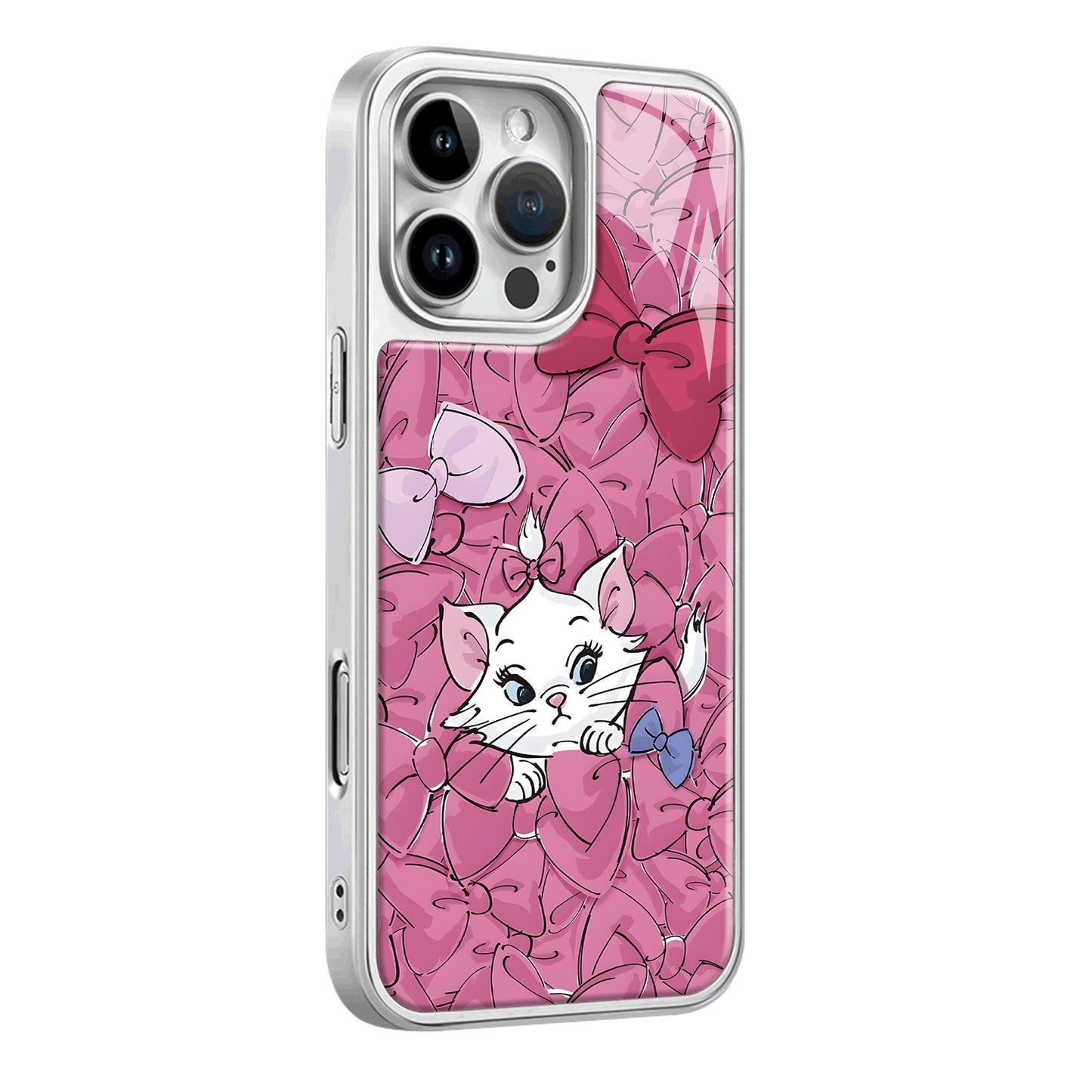 Disney Drip Material Yoqimli Sweet Bow Mary Cat Premium uglerod tolali naqshli korpus qopqog'i Apple/Apple 16ProMax/15/14Pro/Max/iPhone 13/12/11