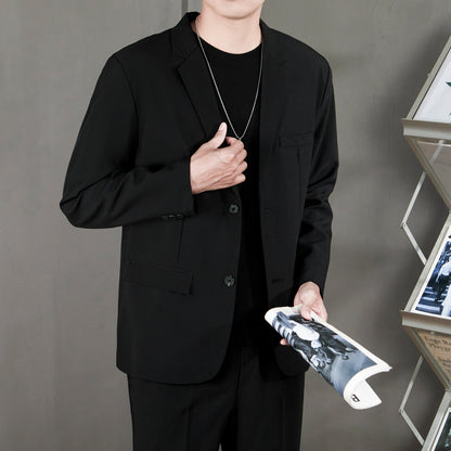 Ofisga qarshi engil hashamatli moda tasodifiy chiroyli bo'sh Gonkong uslubidagi gangster chiroyli ko'ylagi universal koreys versiyasi trendi uzun yengli kostyum erkaklar modellari