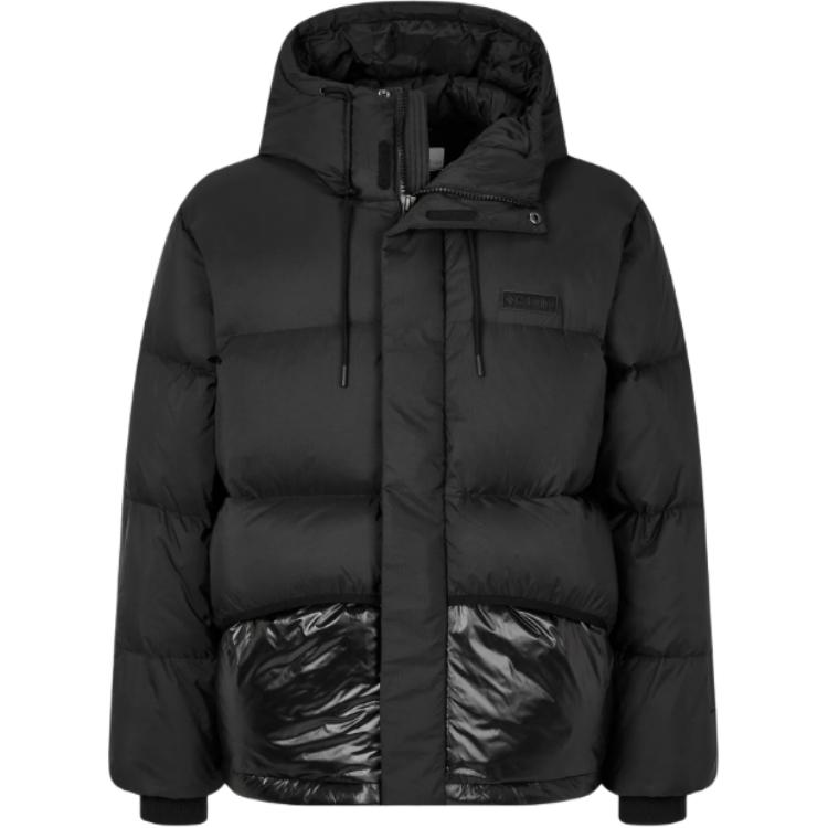 Columbia columbia сплошной цвет логотип вышивка стринги капюшон застежка-молния с длинным рукавом вниз куртка мужская черный