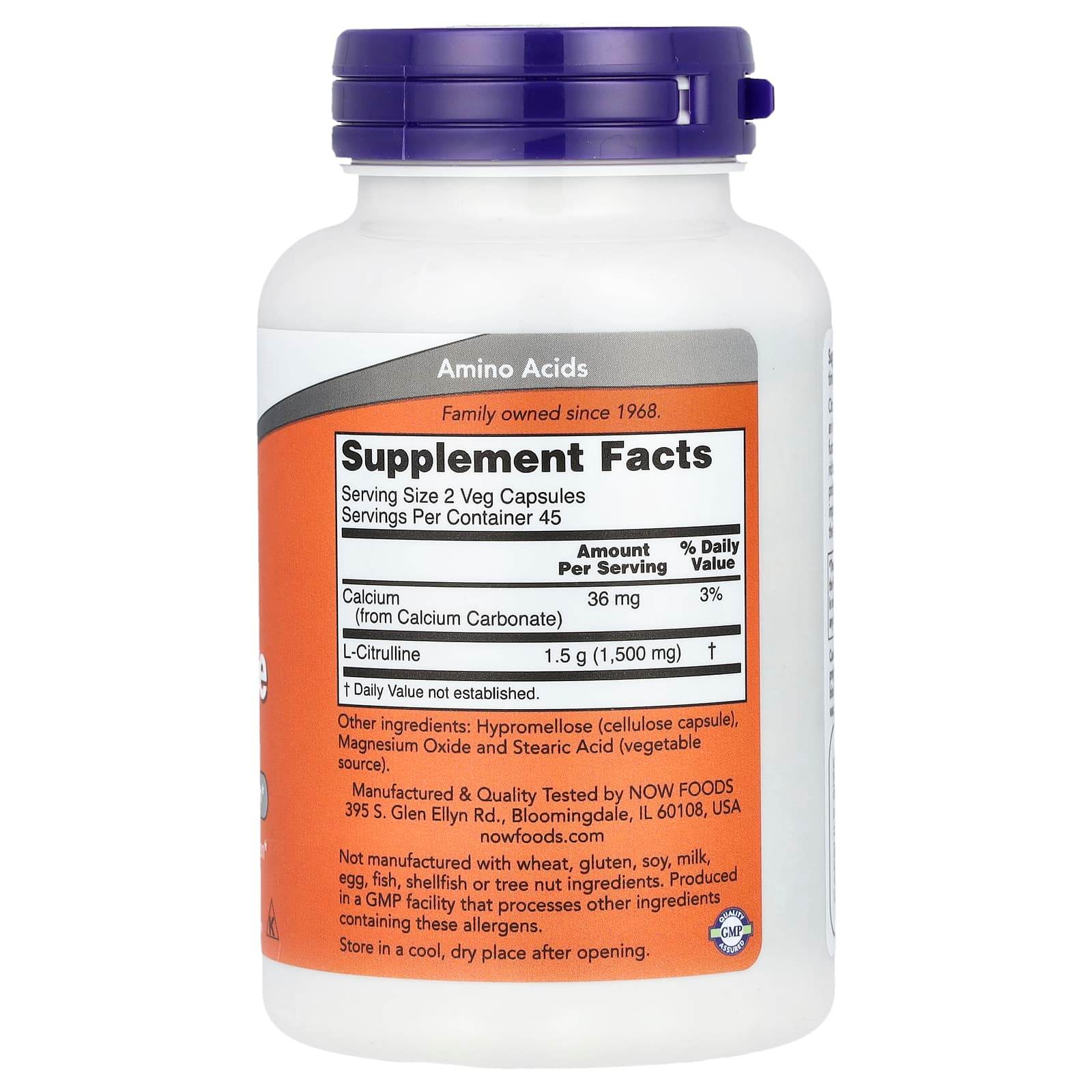 Пищевая добавка NOW Foods, L-цитруллин, 750 мг, 90 растительных капсул - Boxette Shop