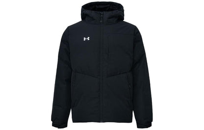 Under armour сплошной цвет короткий капюшон утолщенный открытый теплая куртка пуховик мужской черный