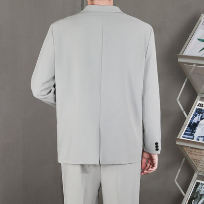 Ofisga qarshi engil hashamatli moda tasodifiy chiroyli bo'sh Gonkong uslubidagi gangster chiroyli ko'ylagi universal koreys versiyasi trendi uzun yengli kostyum erkaklar modellari