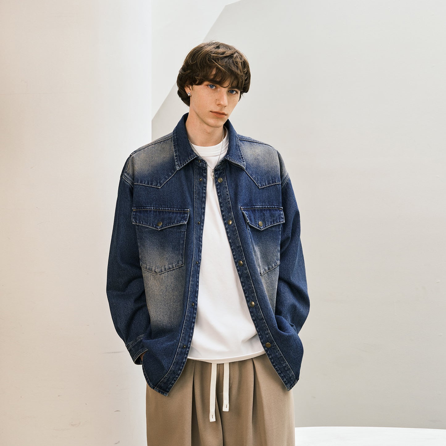 Lilbetter Amerika tasodifiy qulay ko'p qirrali blazer ko'ylagi erkaklar va ayollar modellari ko'k