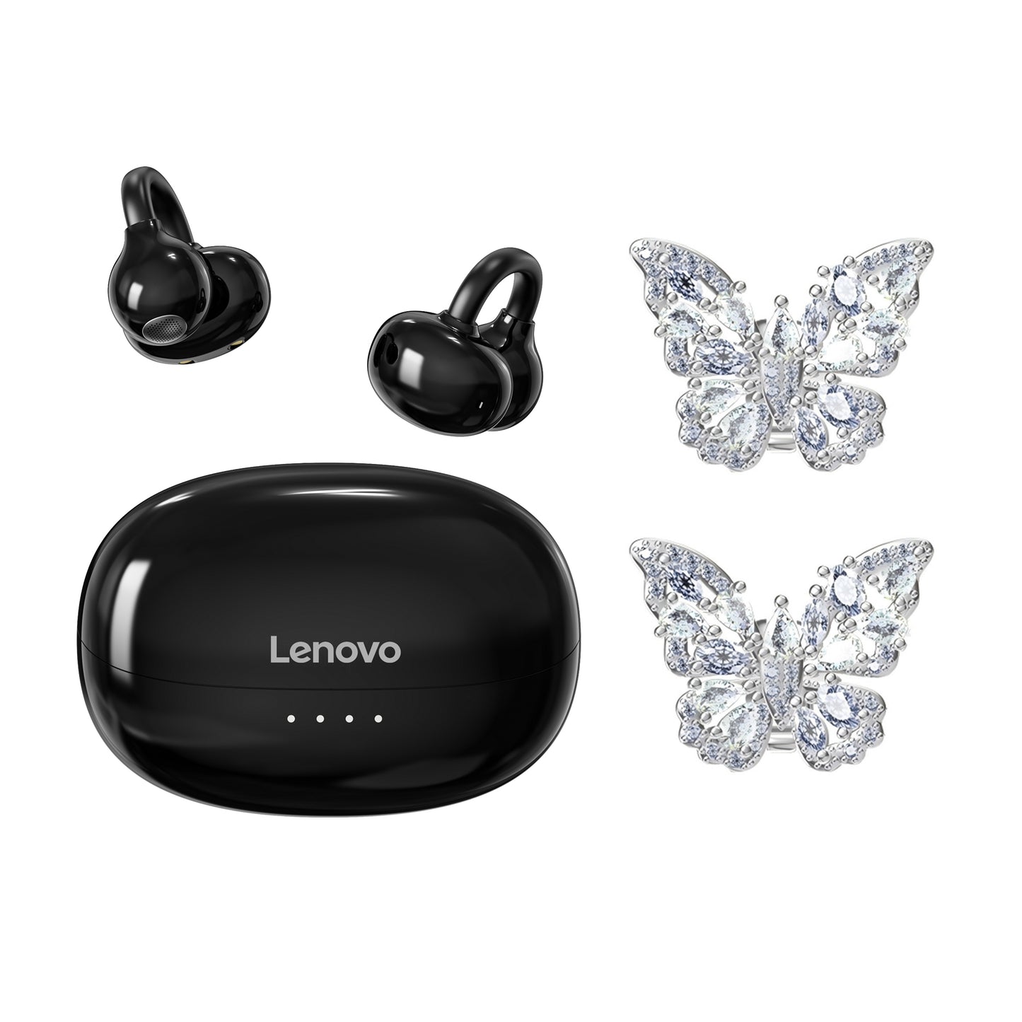 Lenovo lenovo k06 ослепительные разноцветные серьги-бабочки тип зажима для уха шумоподавление при звонках обновленный bluetooth 5.4 спортивные игры игровой кинотеатр imax уровень качества звука студенческая вечеринка высокая стоимость apple huawei xiaomi
