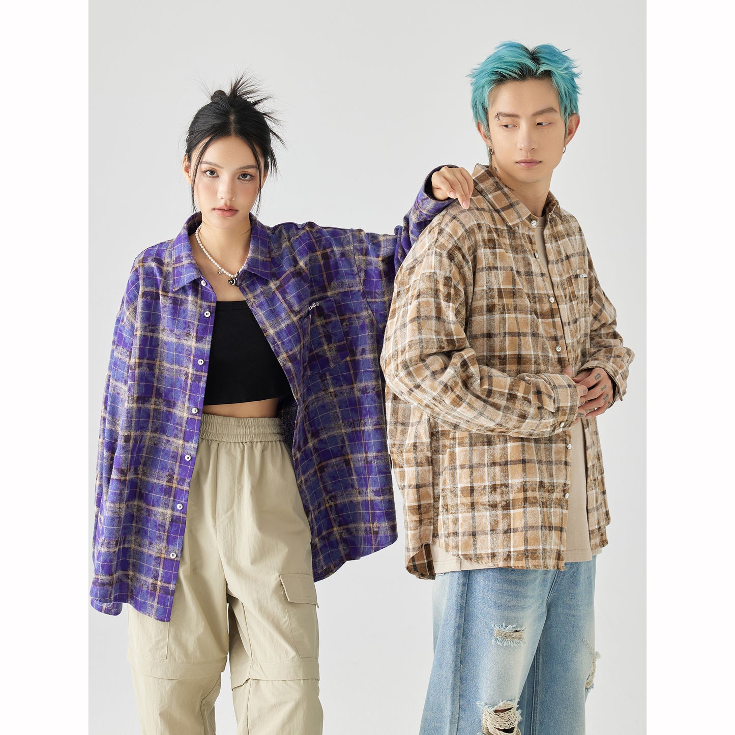 Golfkross Amerika retro to'qnashuvi tasodifiy yubka uzun yengli ko'ylak ko'ylagi juftlik modellari