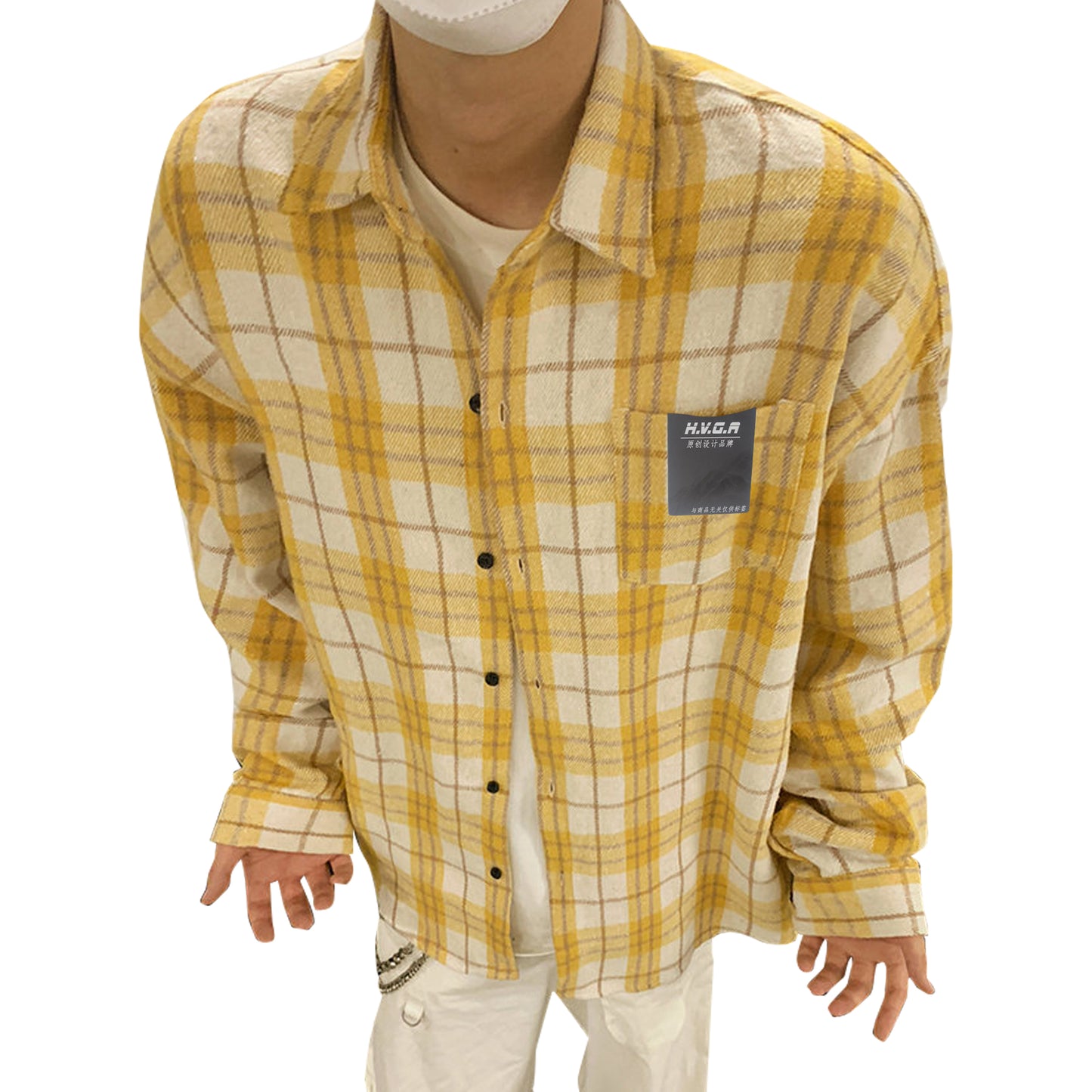 Hvga vintage plaid miu bo'limi yuqori intellektual ma'noda dangasa bo'shashmasdan uzun yengli plaid hit rangli dizayn ma'nosi shaxsiyat ijodiy moda aseksual katta ma'noda vintage oddiy qulay lapel ko'ylak erkaklar va ayollar teng