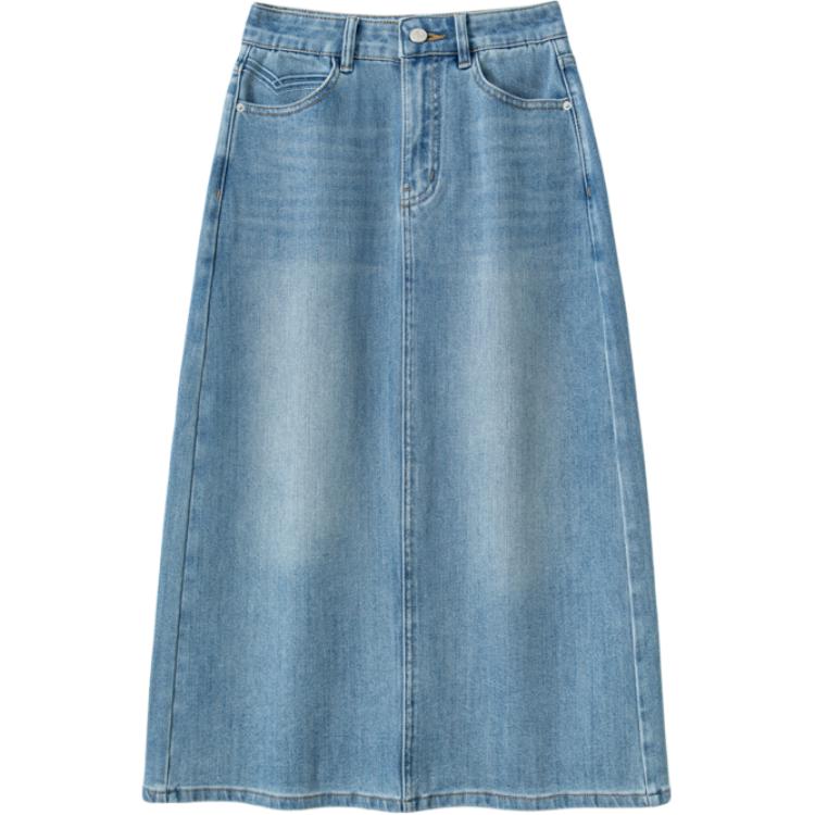 Robinhood robinhood vintage casual peplum orqa bo'lingan yarim tana yubka jinsi uzun yubka ayollar