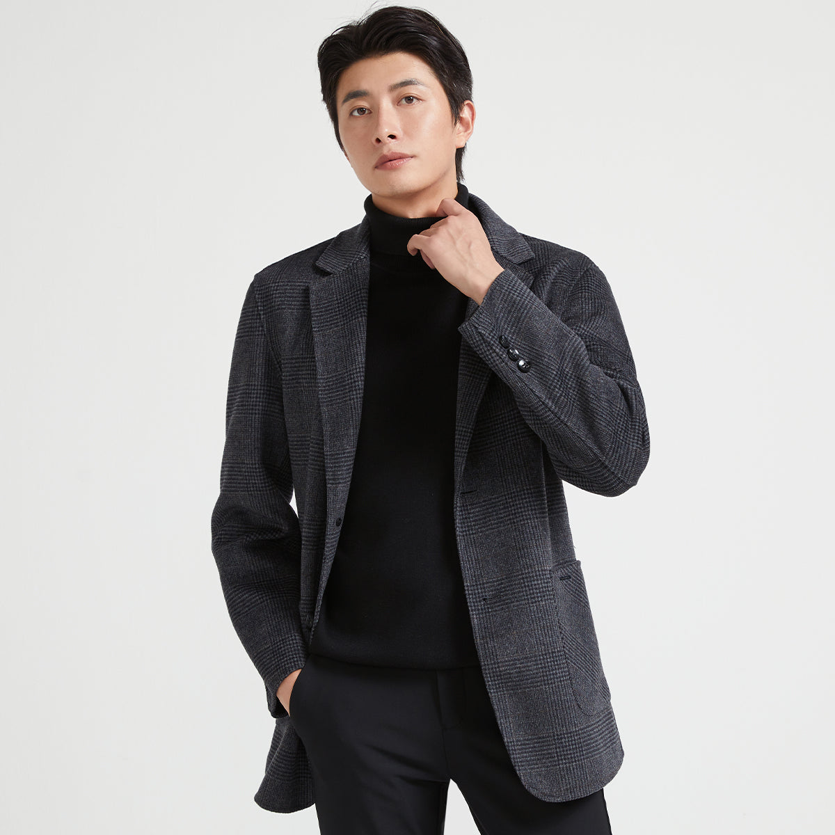 Kaiser kaiser koreys oddiy jun qo'lda to'qilgan, parvarish qilish oson plashli dog'ga chidamli ko'p qirrali kundalik palto erkaklar modellari