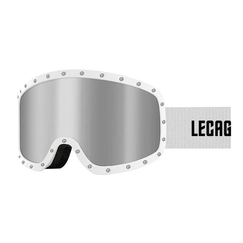 Lecage lecage алмаз снег очки национальная версия защита от солнца секс обертывание анти-туман анти-снег слепота анти-блик ветрозащитный мужчины и женщины с теми же моделями hd вентиляции столб поверхности открытый лыжный очки