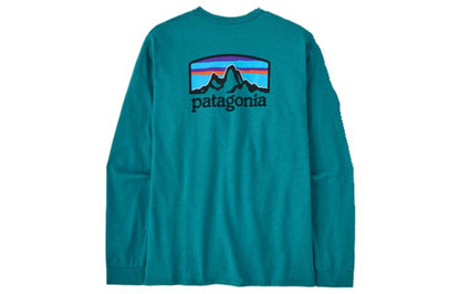 Patagonia patagonia responsibili-tee qor bosilgan tog'li nafas oladigan dumaloq bo'yinli uzun yengli erkaklar futbolkasi